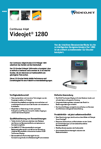 Technisches Datenblatt videojet 1280